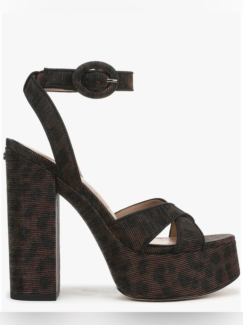 Sam Edelman Black Metallic Multi-Thread Platform Sandal